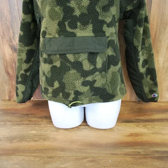 Champion Sherpa Hoodie Fleece Camo Pullover Small - Picture 3 of 6